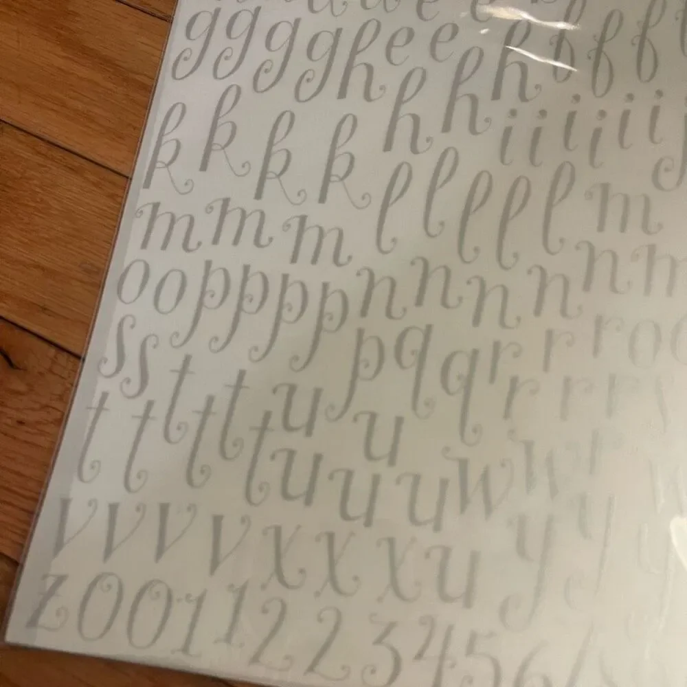 💕 Creative Imaginations Silver Alphabet Rub On Stickers  lowercase